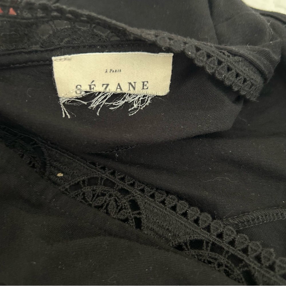 Sezane Lucille Dress Open Back Lace Black Midi Dress - Picture 14 of 16